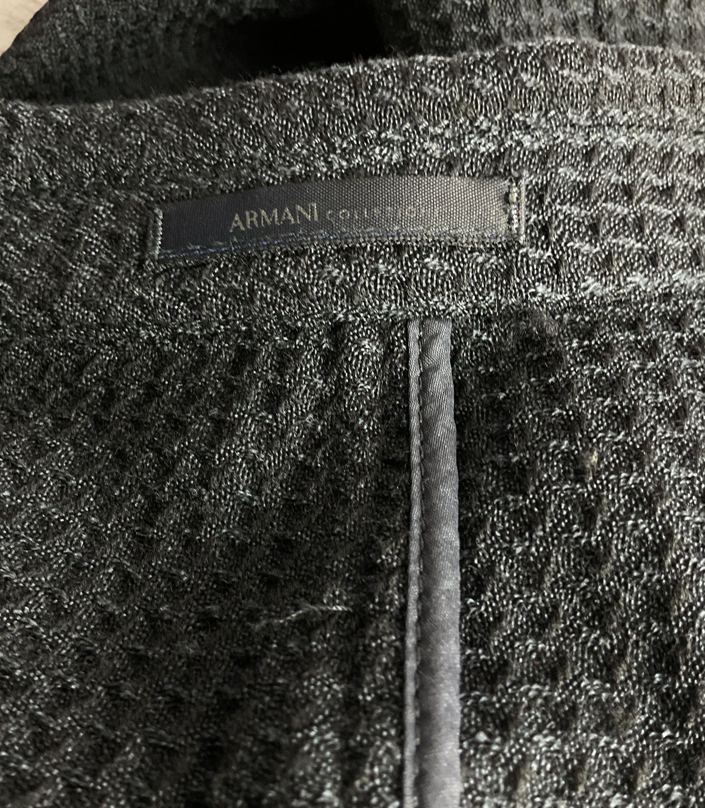 Armani Collezioni Waffle Knit Blazer Black 48 US 58 ITA