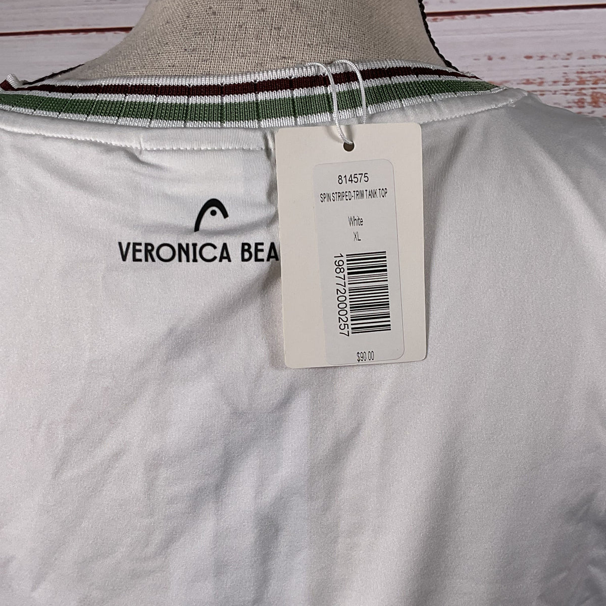 NWT VERONICA BEARD Spin Striped-Trim Tank Top- SZ XL