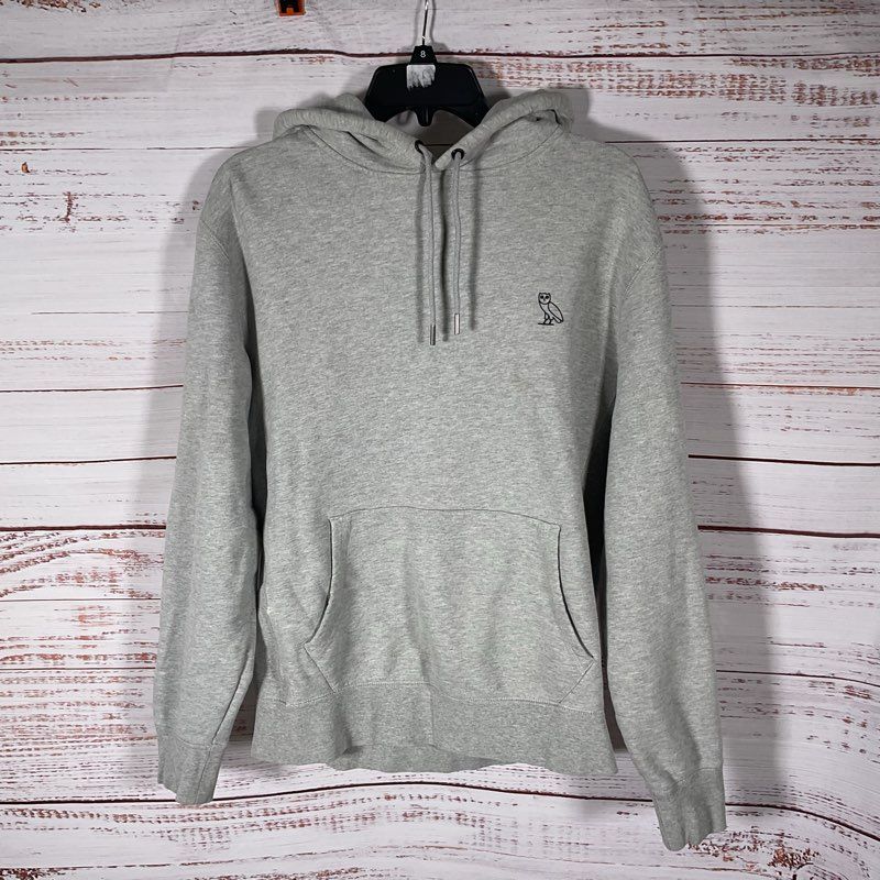 OVO Classic Heather Gray Owl Pullover Hoodie Sweater - Size L