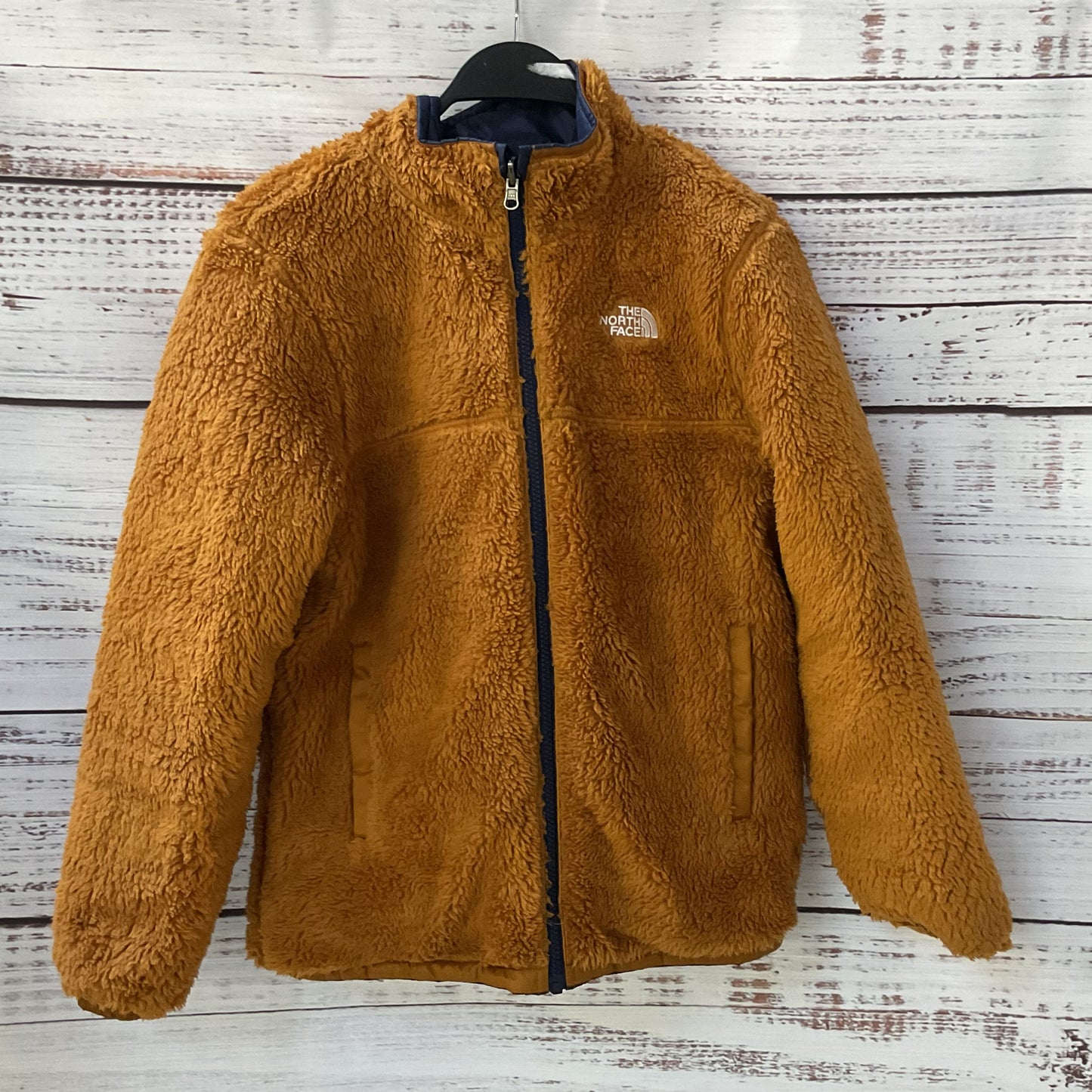 NORTH FACE Black/Brown Sherpa Boys Reversible Jacket- SZ L