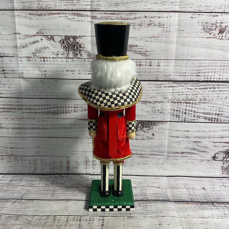 Mackenzie Childs 15" White Hair Nutcracker Christmas Holiday Decor