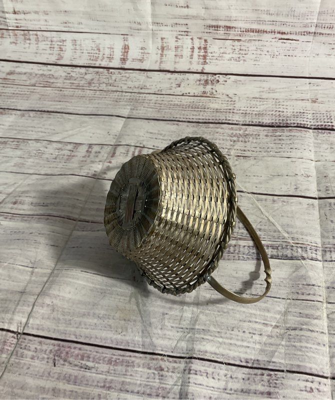 Vintage Made In Germany Silverplate Woven Small Basket 4.25"