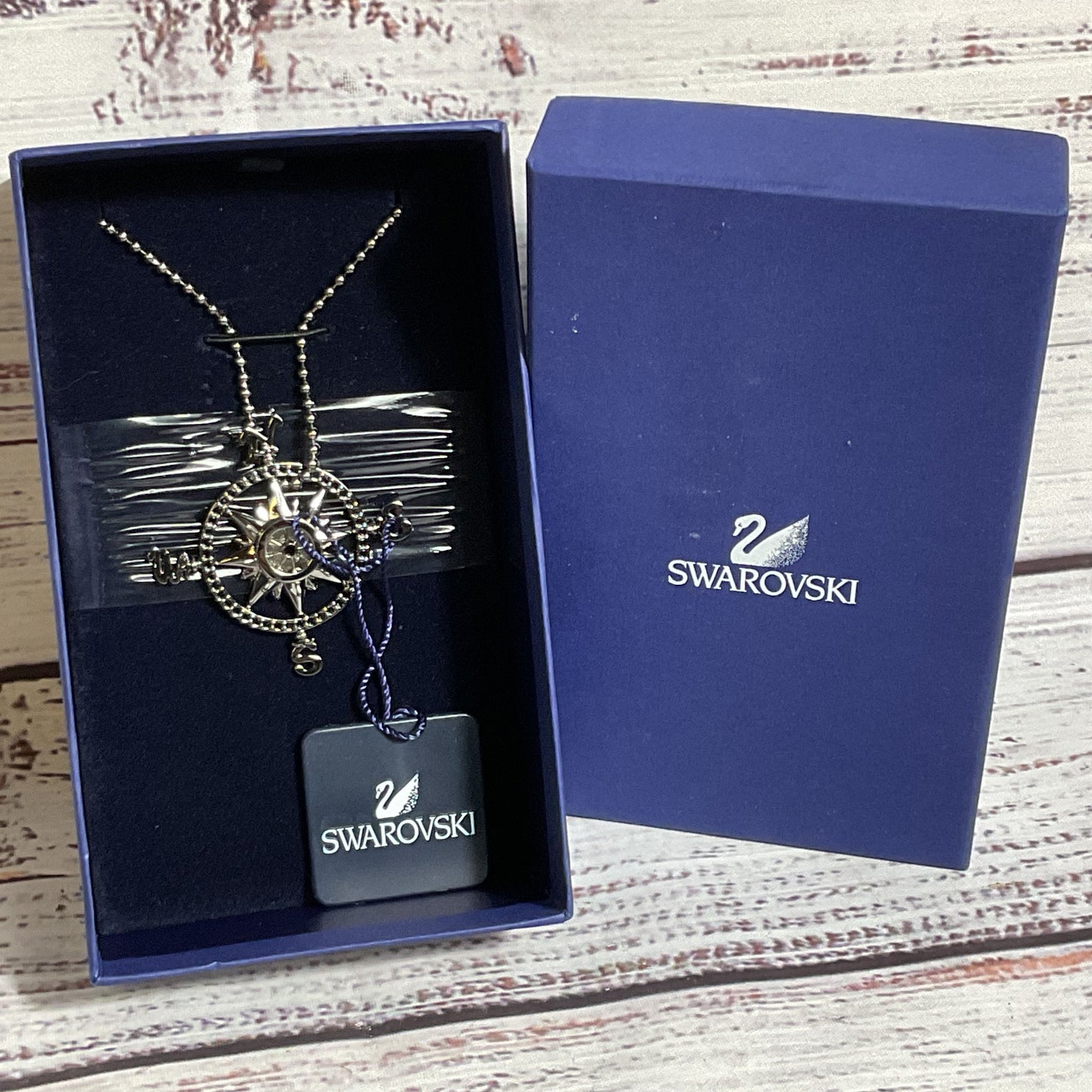 NWT SWAROVSKI x DISNEY Pirate Compass Ship Wheel Pendant Necklace