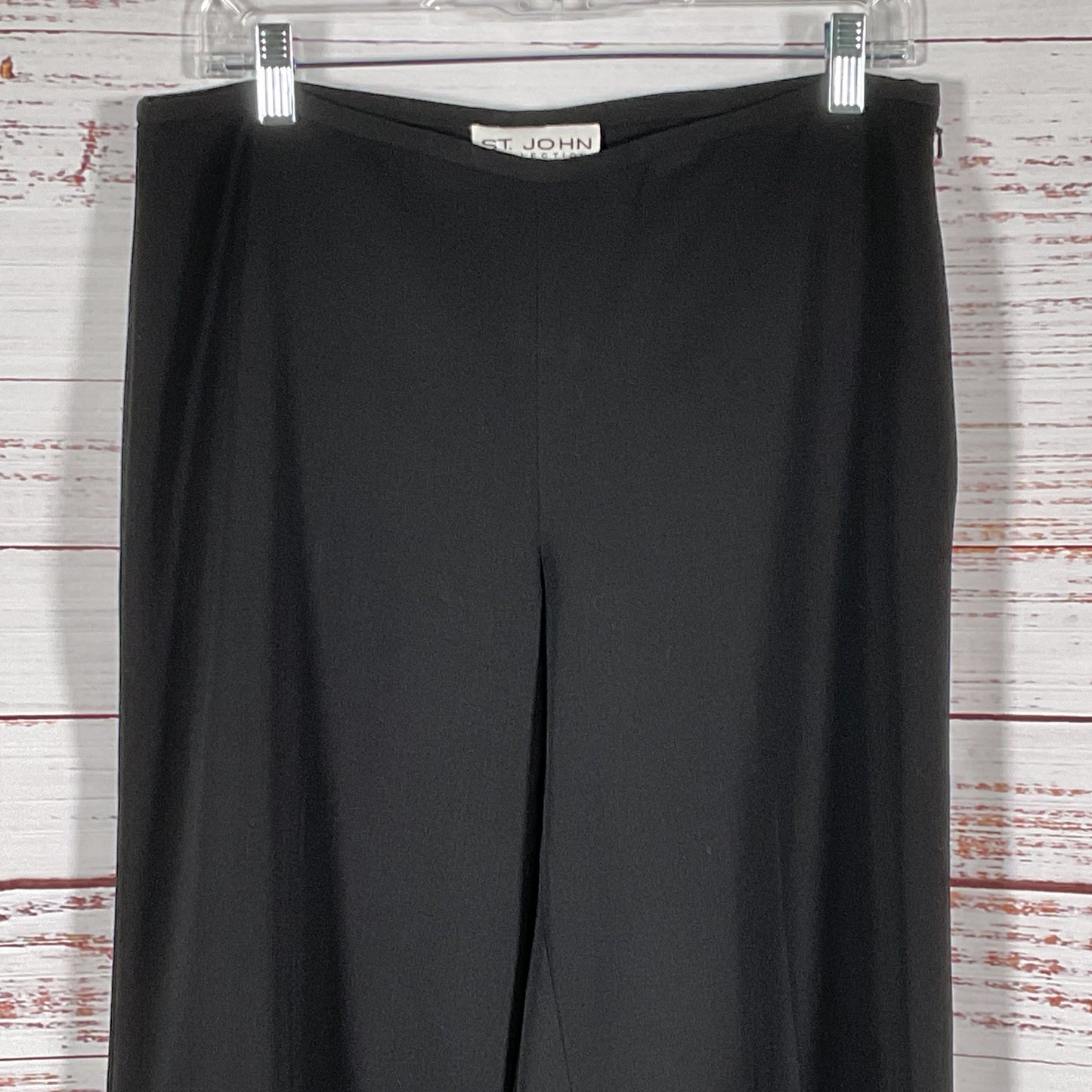 ST. JOHN BLACK Women's Black Wool Blend Side Zip Pants- SZ 8