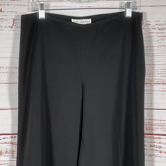 ST. JOHN BLACK Women's Black Wool Blend Side Zip Pants- SZ 8