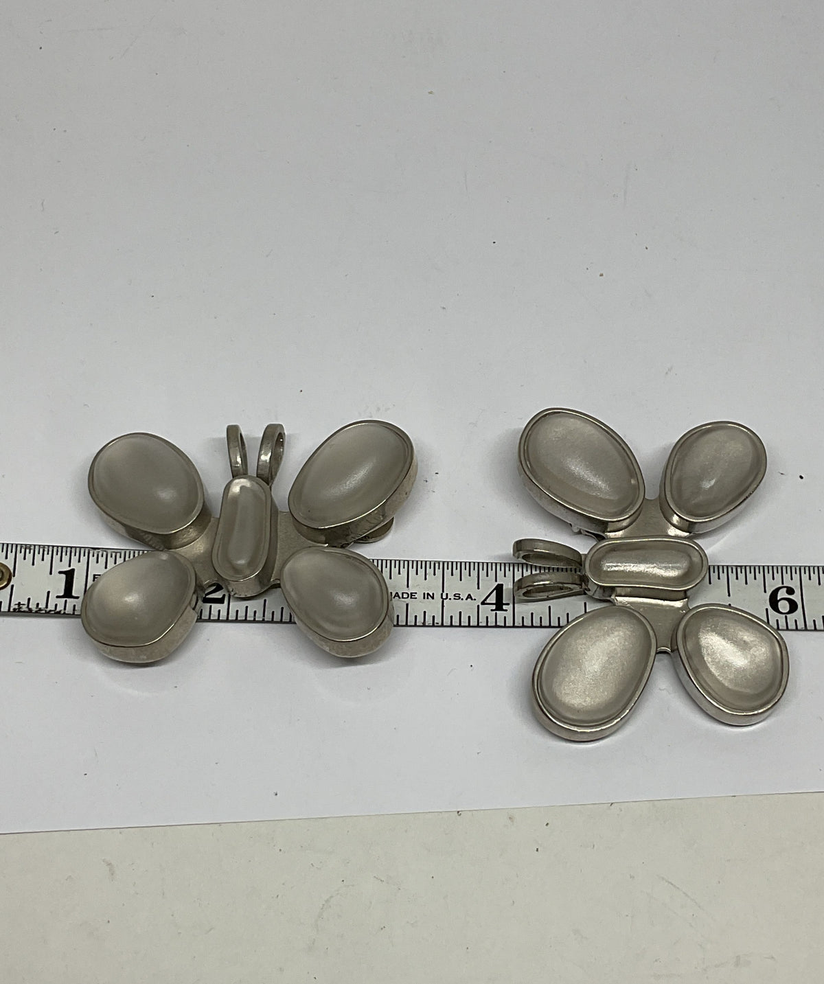 Lot 2 REBECCA COLLINS Silver Tone Frosted Glass Butterfly Clip Pendant