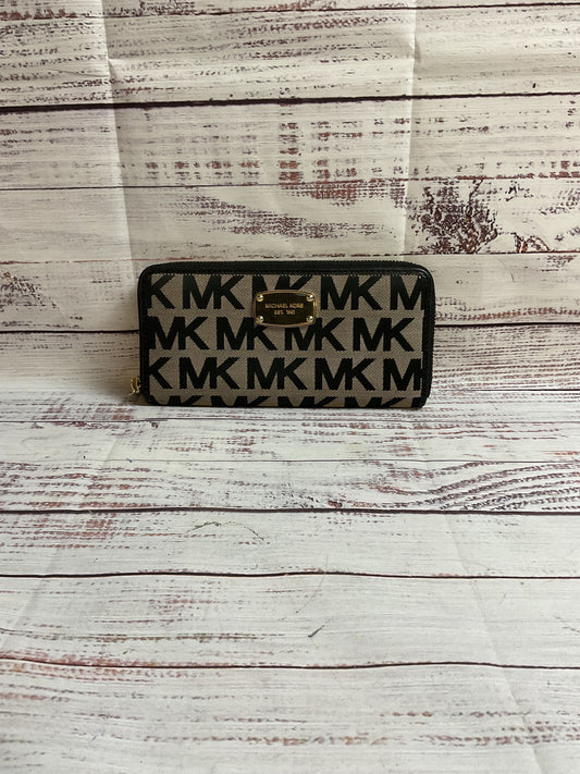 Michael Kors Brown Black Logo Zip Around Wallet