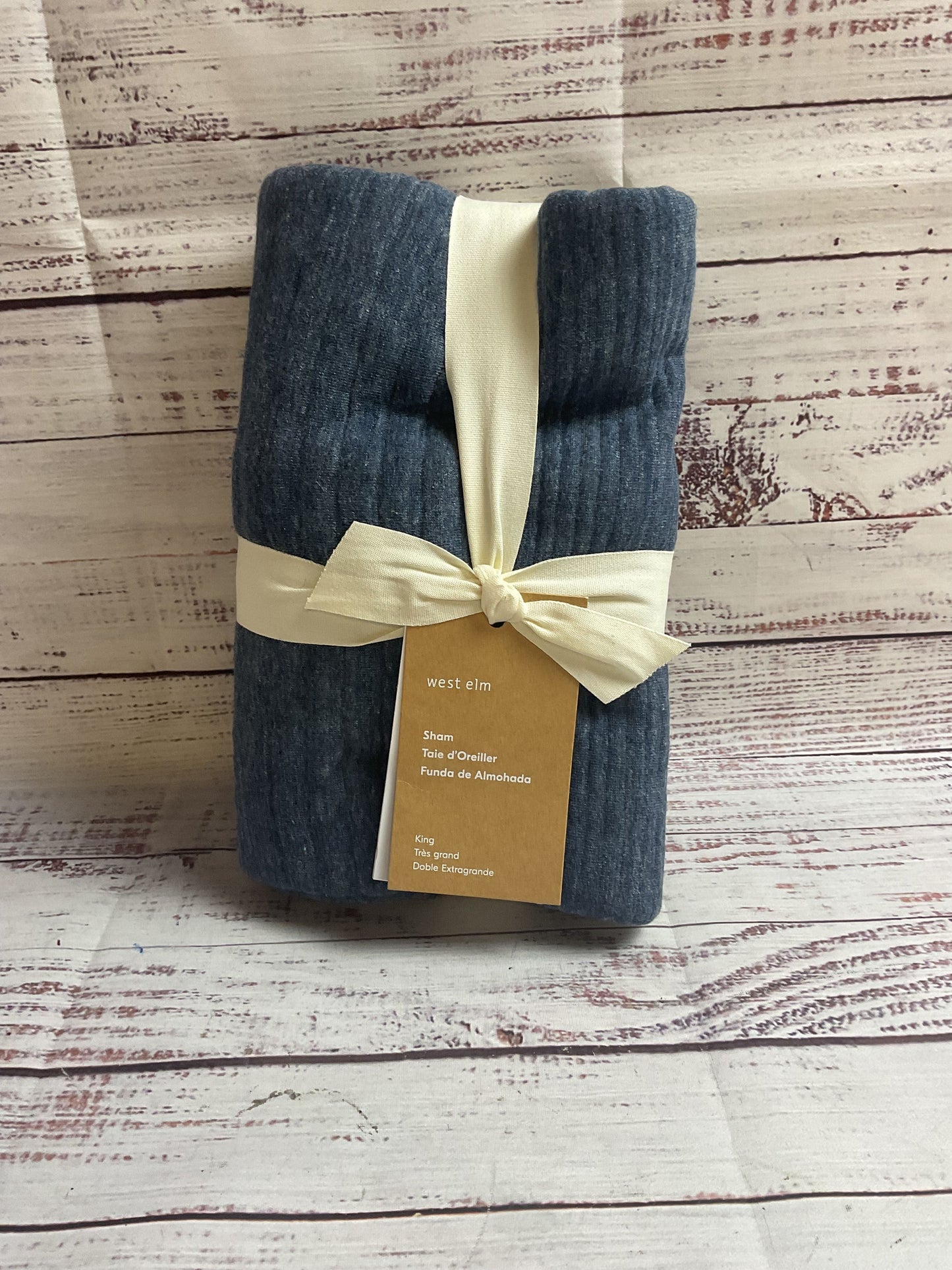 West Elm King Sized Sham Midnight Blue