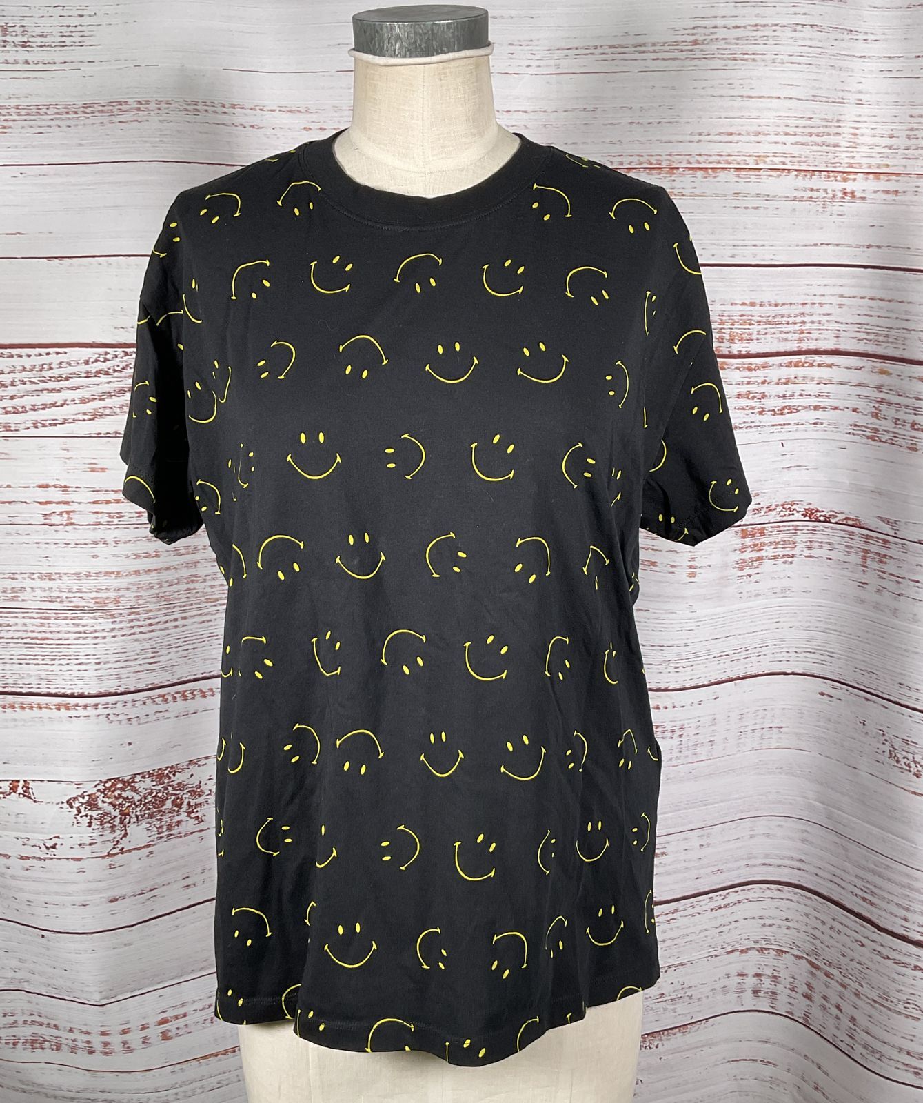 Sandro Smiley Face-Print Organic-Cotton T-Shirt Black L