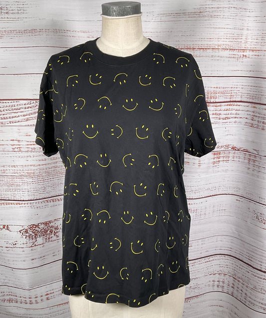 Sandro Smiley Face-Print Organic-Cotton T-Shirt Black L