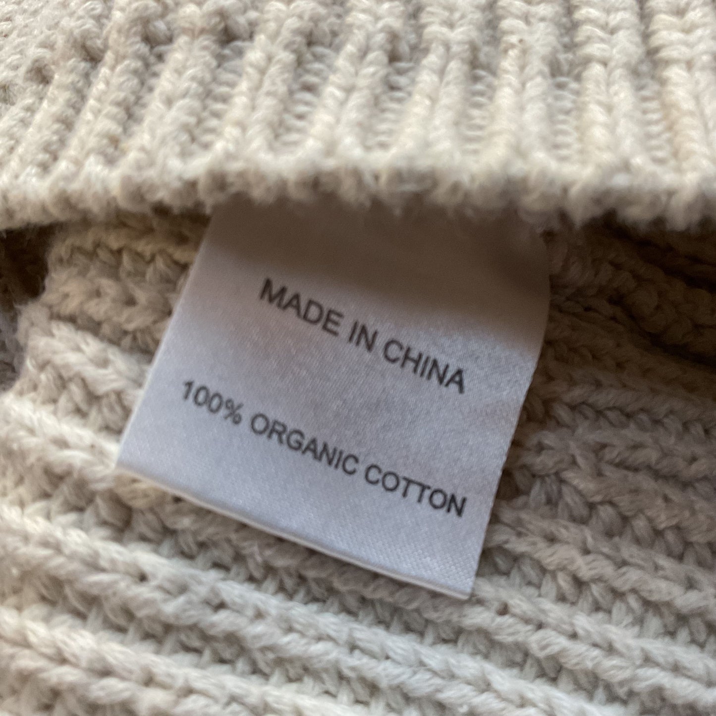 QUINCE Women's Beige Cable Crewneck Sweater- SZ L