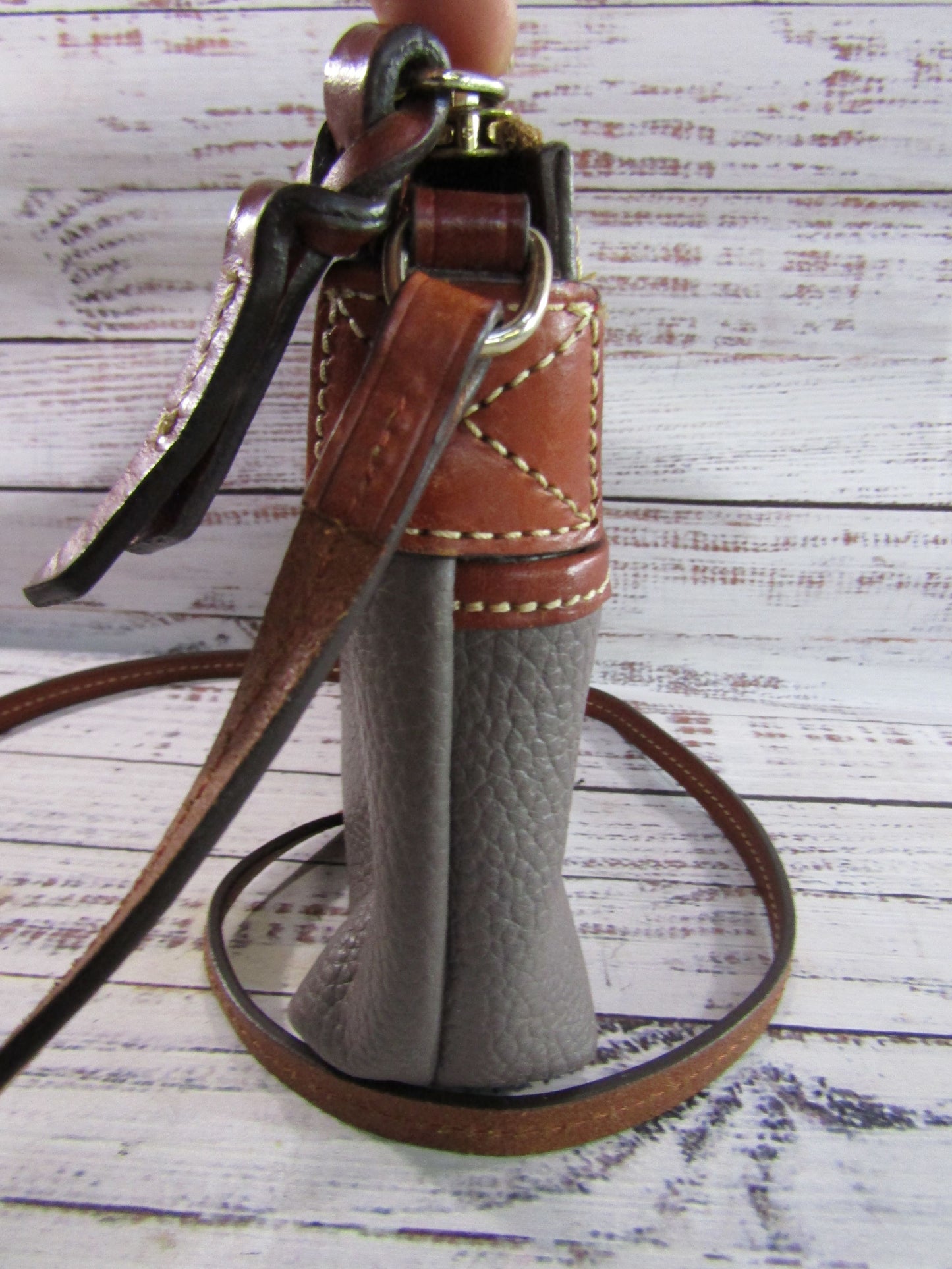 Dooney & Bourke Women's Gray Pebbled Leather Crossbody Shoulder Bag