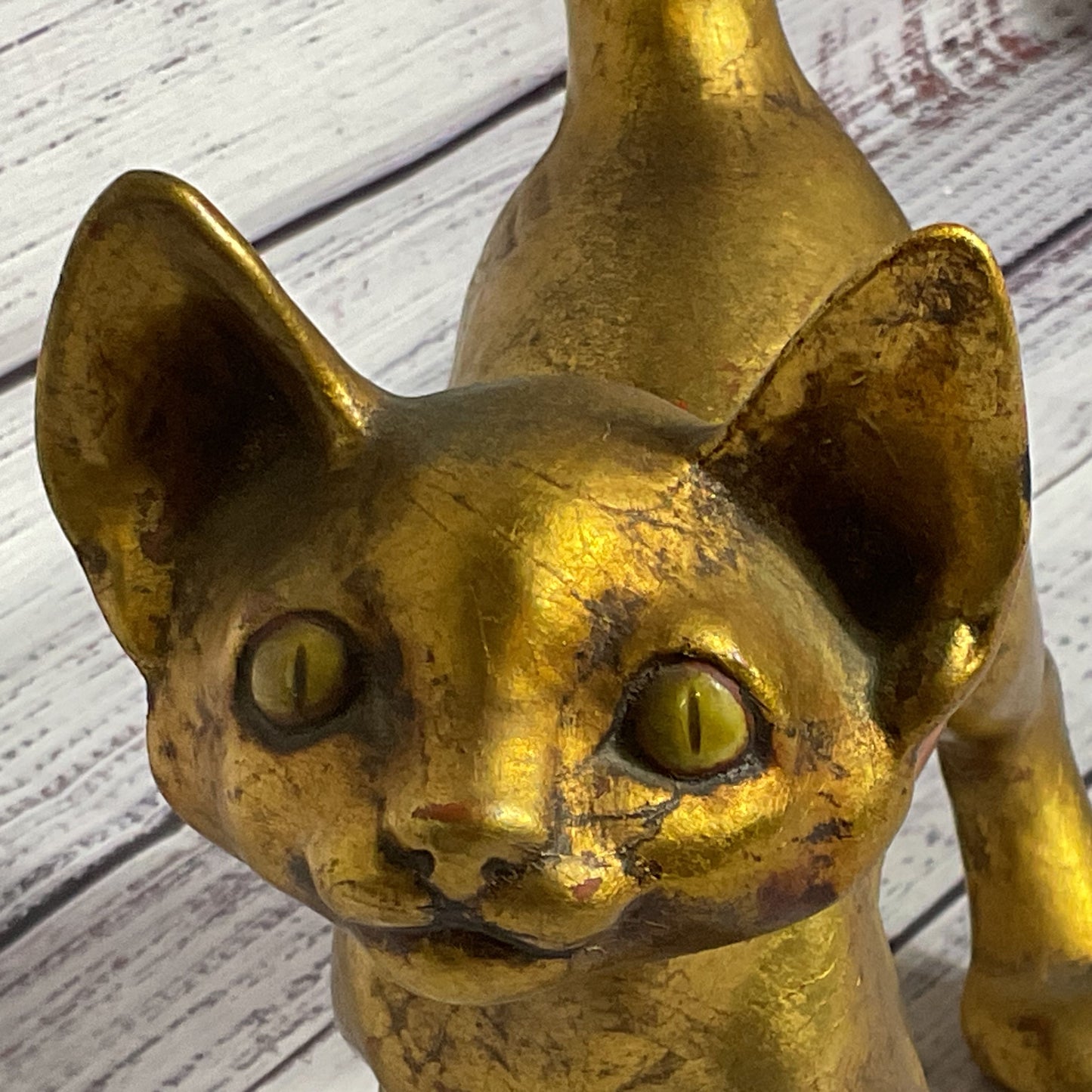 1973 VTG. ANTHONY FREEMAN MCFARLIN? Gold Leave Cat Figurine- 8" x 10"