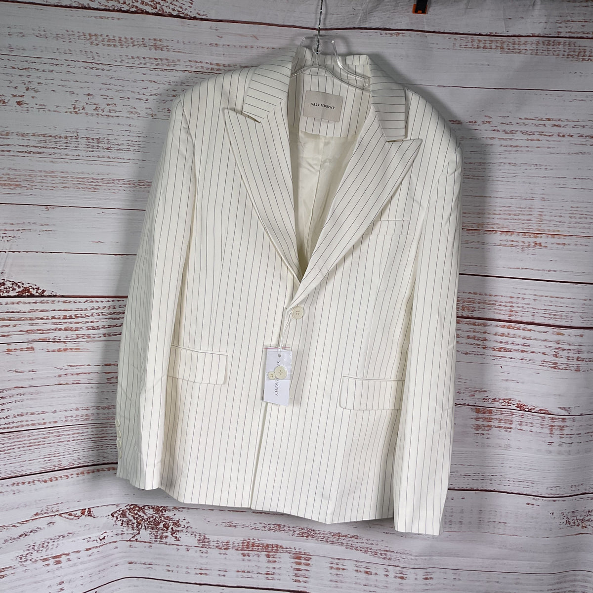 Salt Murphy White Pin Stripe Oversized Large Blazer Jacket - Size 36 New 1/2