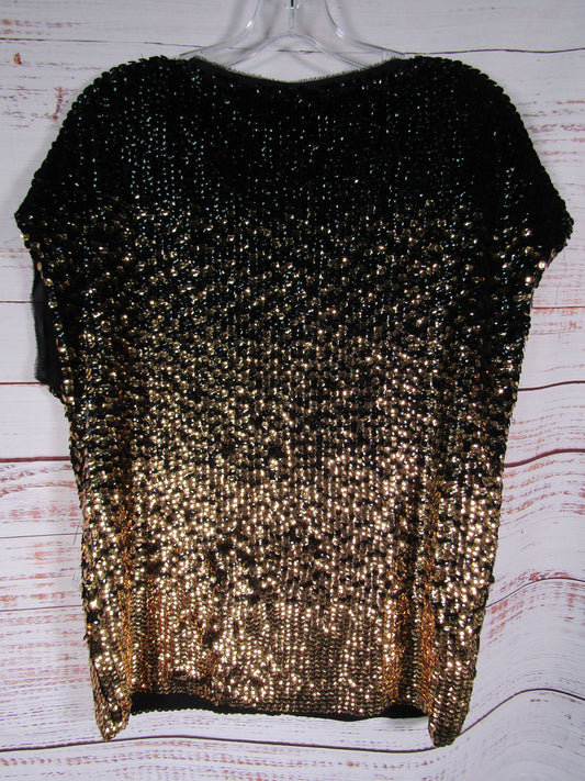 Tory Burch Women's Black & Gold Sequin Blouse Size S