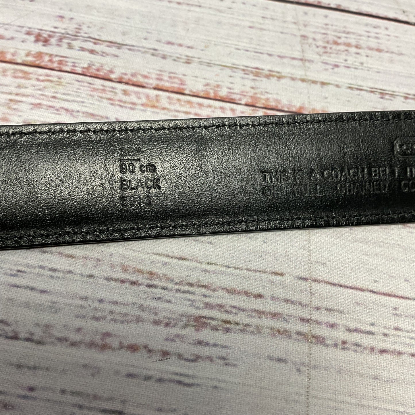 Coach Black British Tan Full Grain Leather 5913 Belt - Size 36"