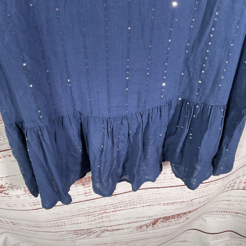 NWT Pilyq Angelica Sheer Island Blue Sequined Tunic Mini Dress - Size M/L
