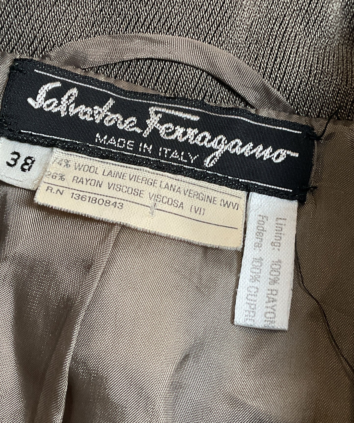 Salvatore Ferragamo Vintage Double Breasted Blazer Taupe 38