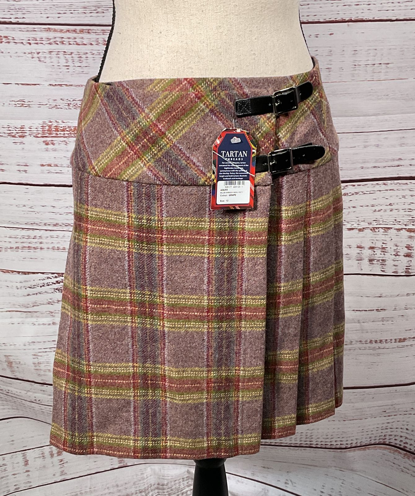Tartan Threads Billie Dornock Wool Skirt Grape 12
