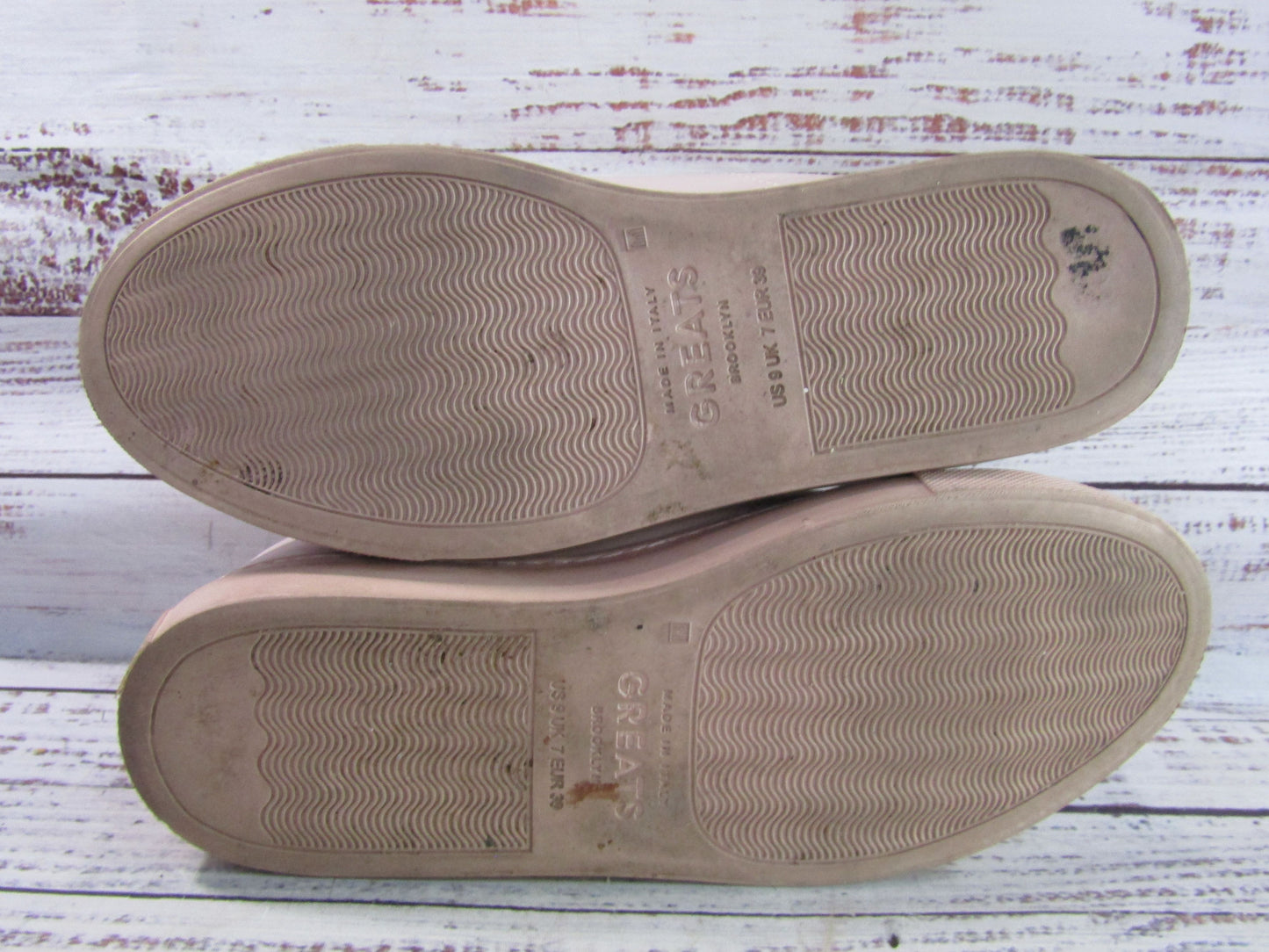 The Greats Brooklyn Women's Blush Pink Leather Low Top Sneakers 9 Made in Italy