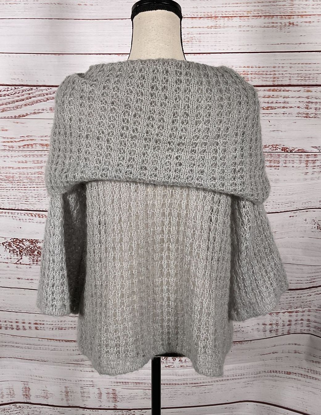 Robert Rodriguez Fold Over Cowl Neck 3/4 Sleeve Sweater Gray S