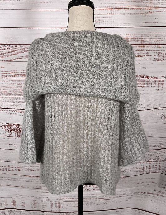 Robert Rodriguez Fold Over Cowl Neck 3/4 Sleeve Sweater Gray S