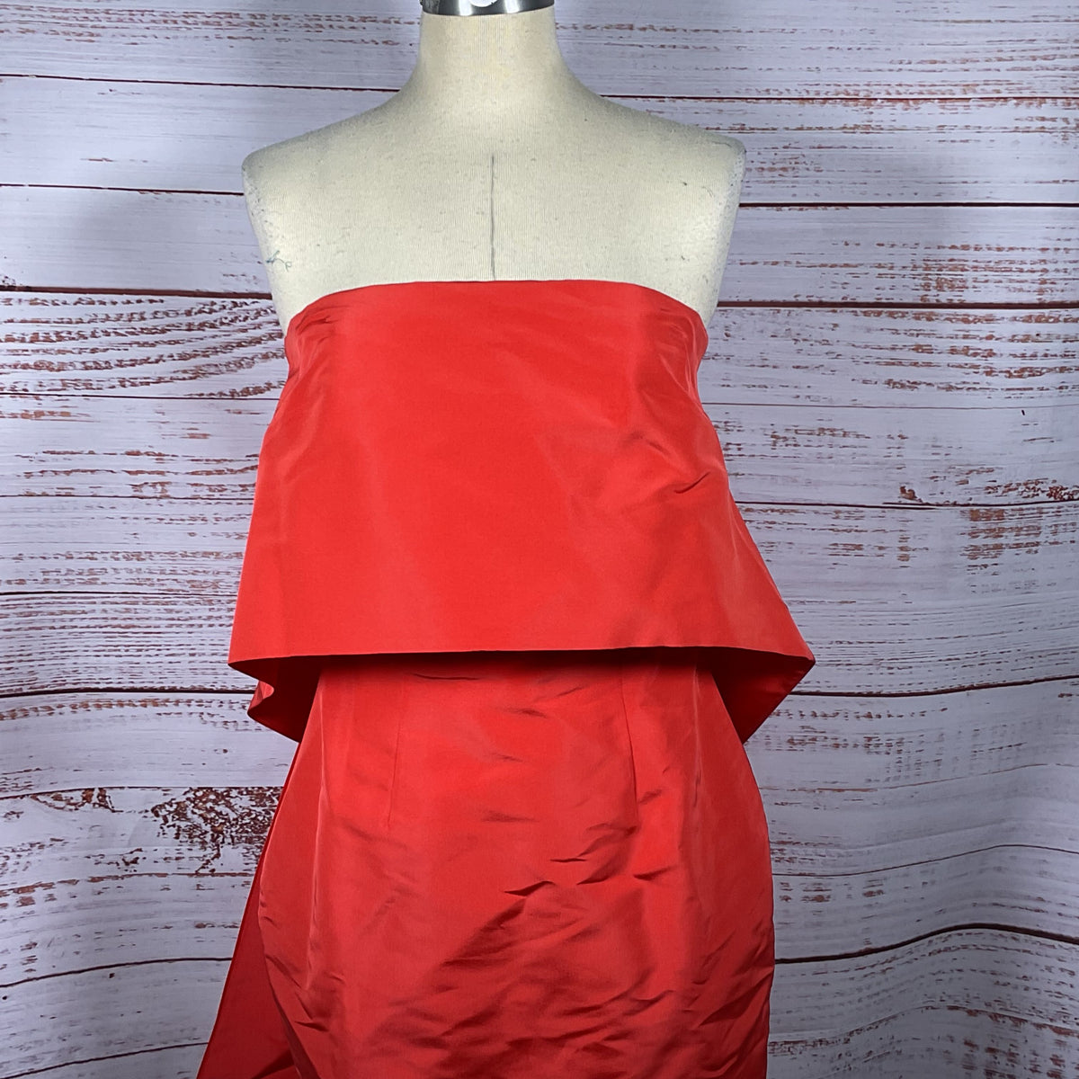 MONIQUE LHUILLIER Women's Silk Strapless Pleated Corset Bodice Dress- SZ 6