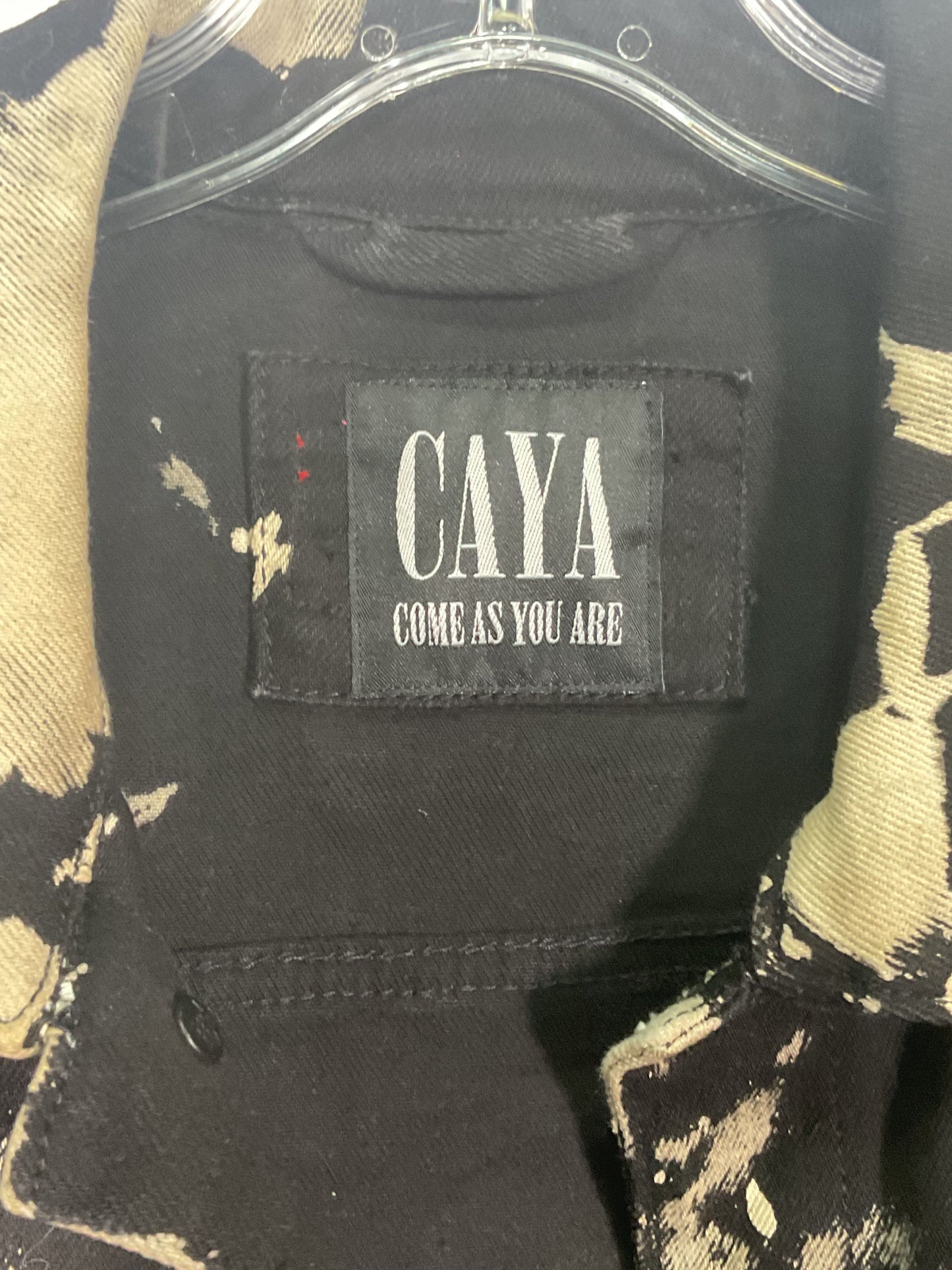 CAYA Black and Beige Denim Jacket with Custom Selena Patch - Size S