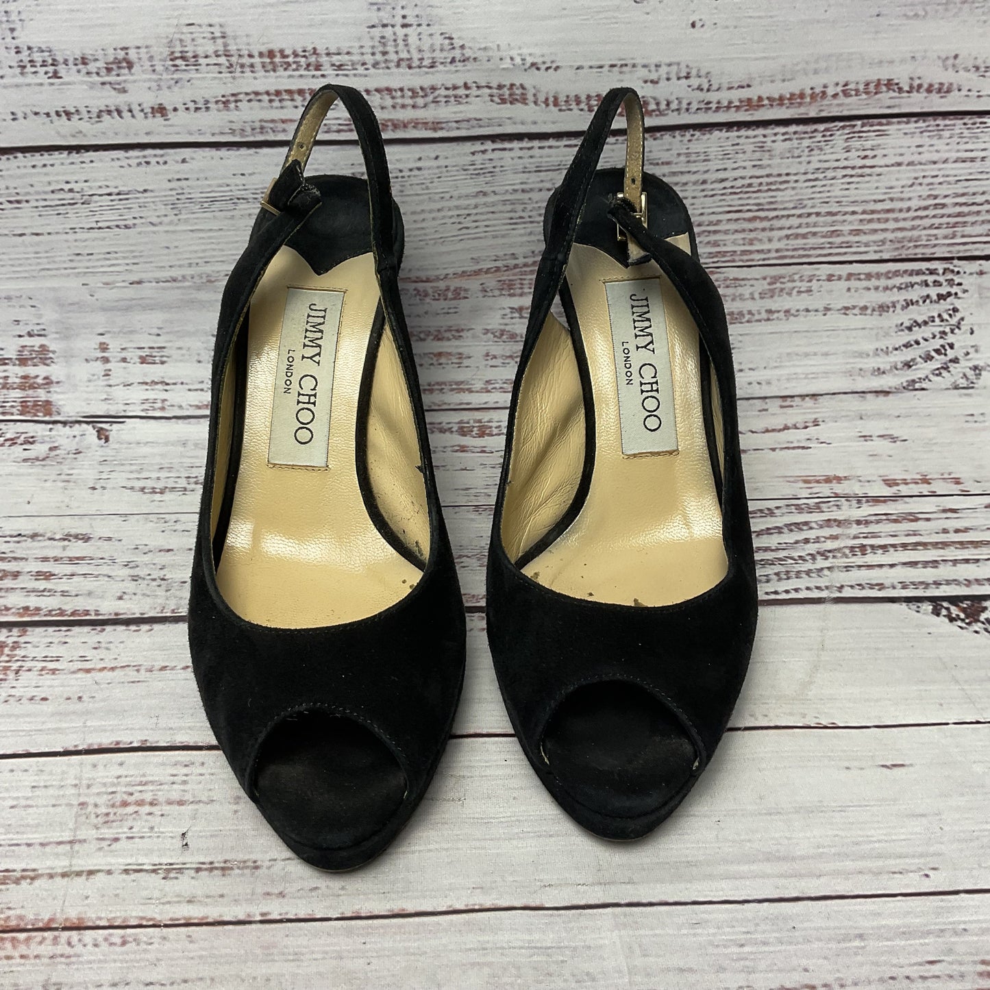Jimmy Choo Black Suede Slingback Heel Women Size 4.5