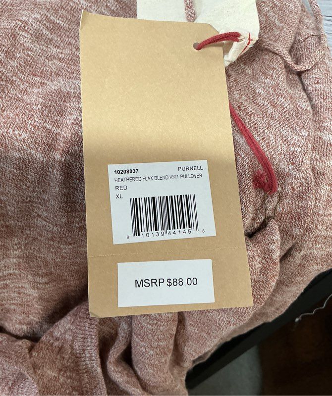 NWT Women's Purnell Heathered Flax Blend Pullover Pink with hood Size XL