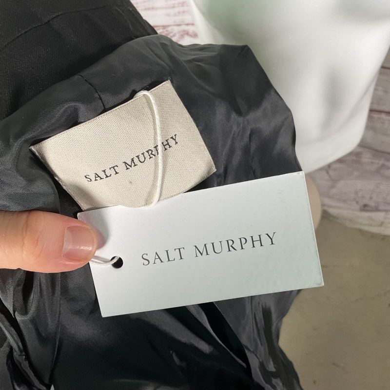 Salt Murphy Yann Black Low Cut Double Breasted Structured Blazer Jacket Size 38