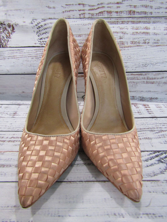 Schutz Women's Woven Satin Peach Pumps Size 8.5