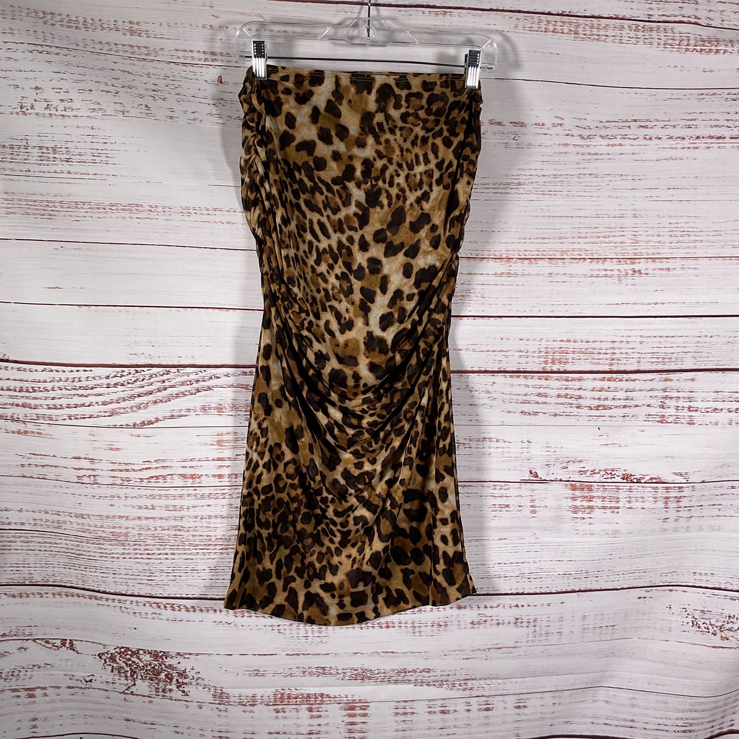 Baacal Leopard Print Mesh Ruched Skirt - Size 2