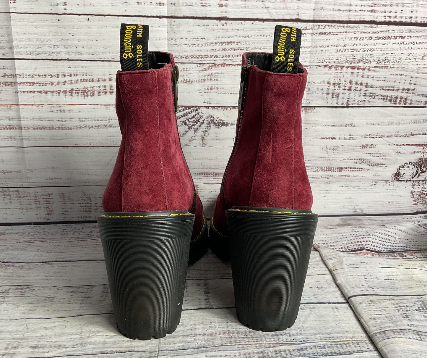 Dr. Martens Magdalena Kendra Suede Leather 4" Platform Boots Cherry 9