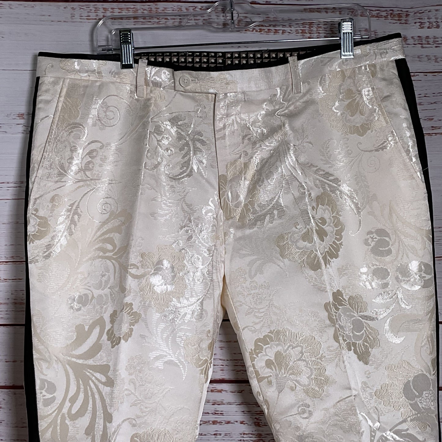 NWT PAISLEY & GRAY Men's Off White Paisley Slim Fit Tuxedo- SZ 42R & 36W Pants