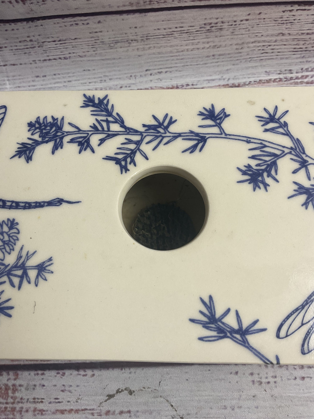 Benn & Gallagher Ceramic Flower Holder Dragonfly Tray Island