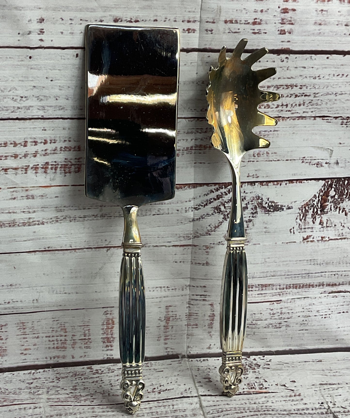 Godinger Neiman Marcus Set of 2 Pasta Serving Utensils Silver Plate
