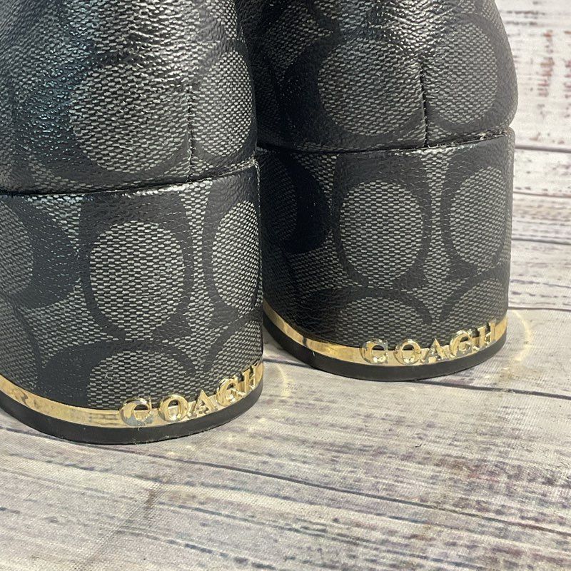 Coach Nala Black Leather Bootie Heeled Side Zip Women's Shoe 8.5