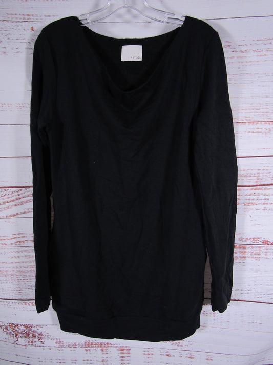 Eavolu Women's Black Cotton Blend Long Sleeve Mini Dress Size M / L