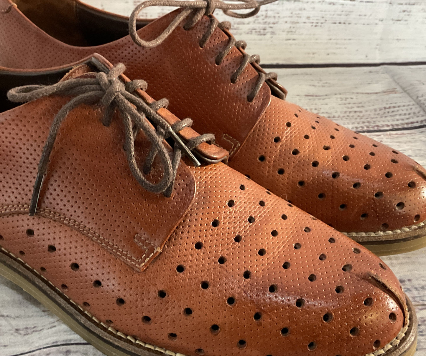 Rachel Comey Perforated Leather Oxford Dress Shoes Brown 8