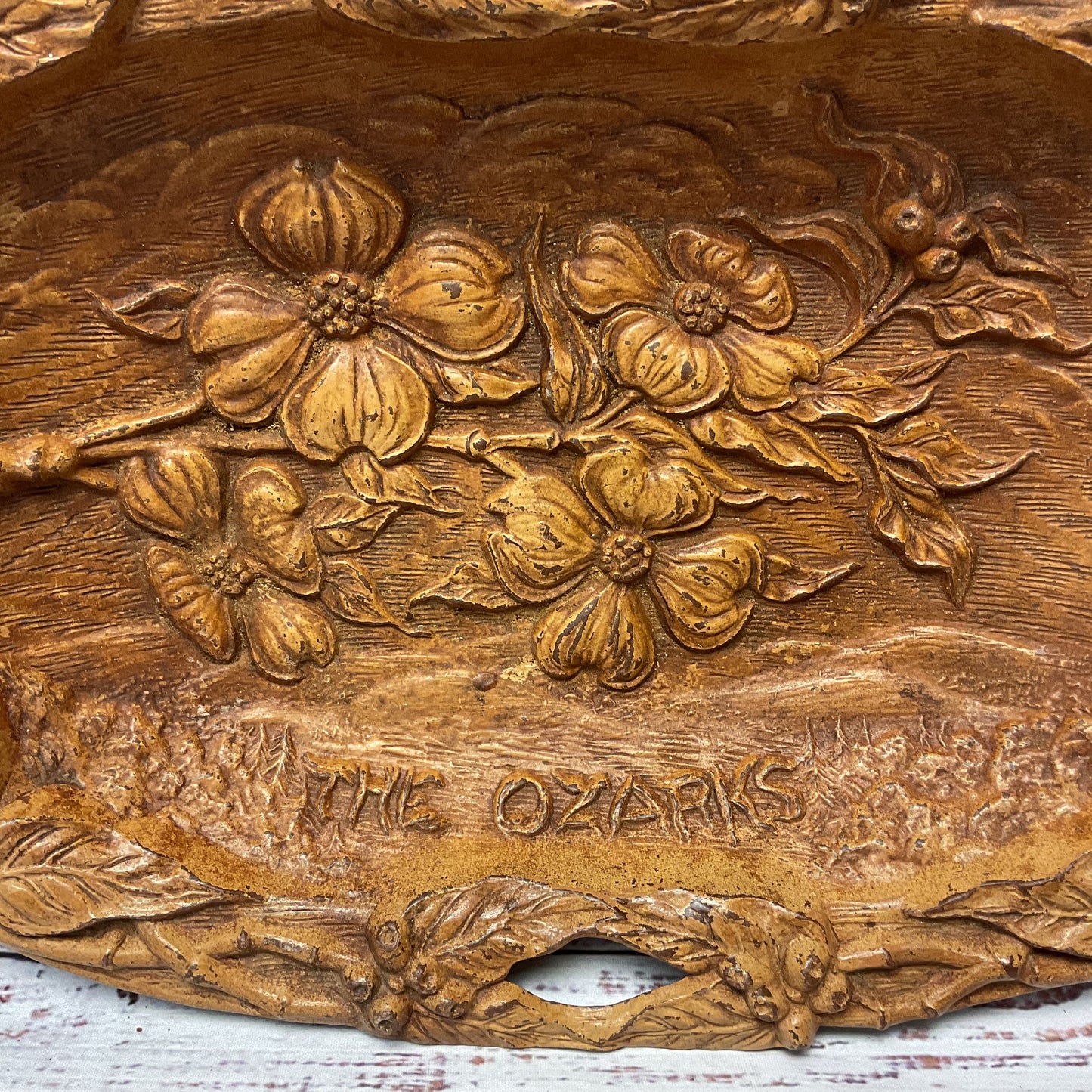 The Ozarks Wood Style Resin Mid Century Tray 12"x 9"