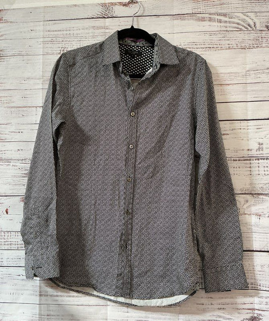 Men's Ted Baker Blk/White Print Button Down Shirt Size 2/S