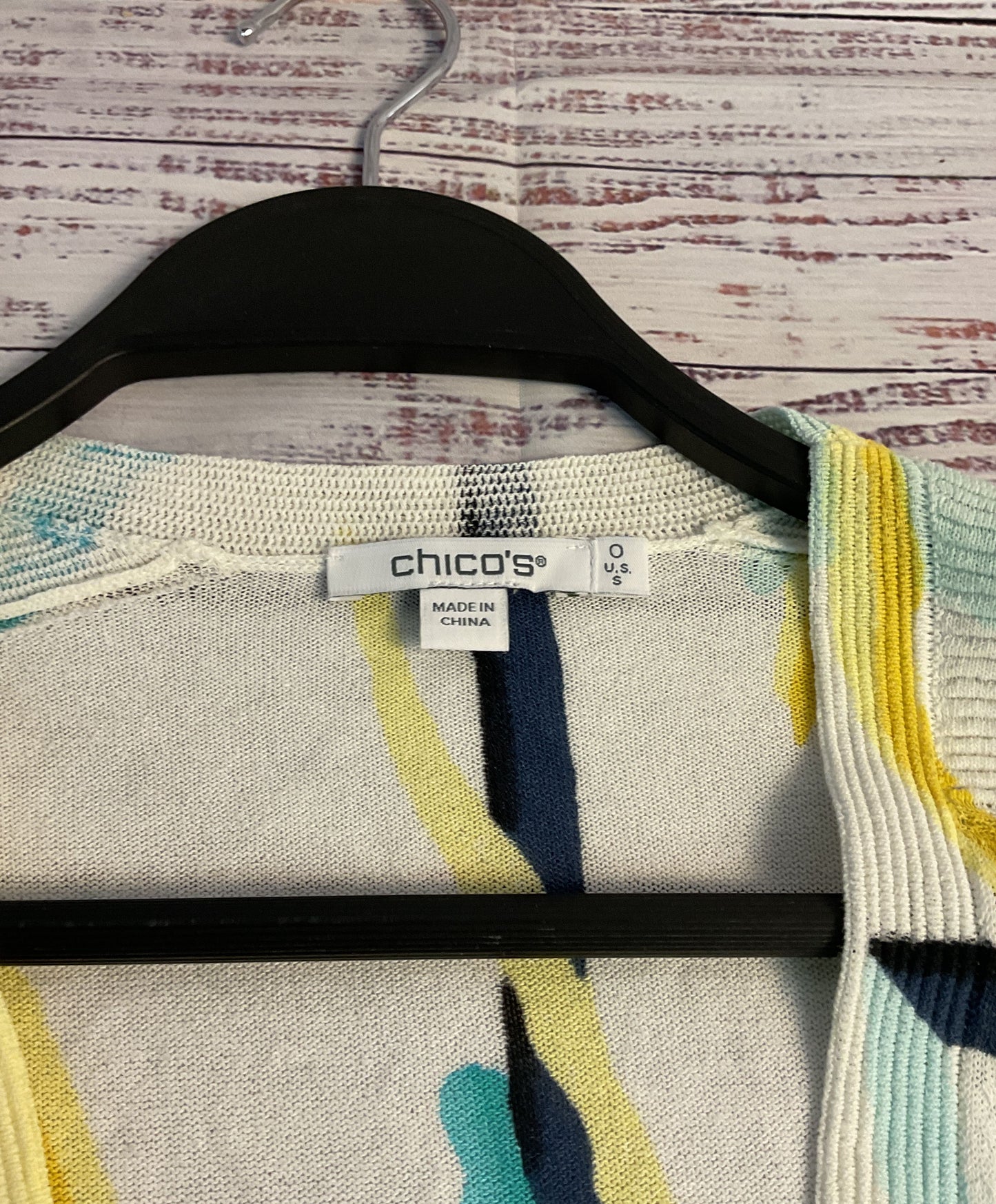 NWT Women's Chicos White Print Open Front Cardigan Size S
