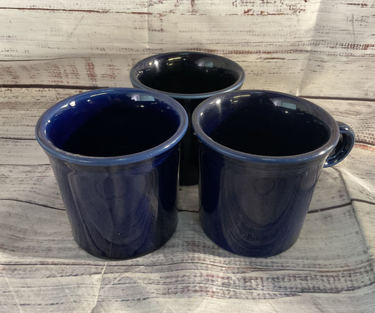 Fiestaware Homer Laughlin Set of 3 Coffee Mugs Cobalt Blue