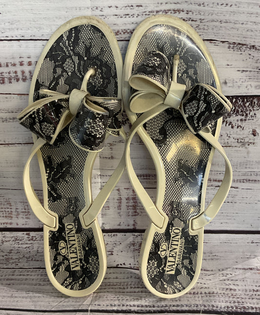 Valentino Lace Bow Rubber Thong Sandals Multicolor 8.5
