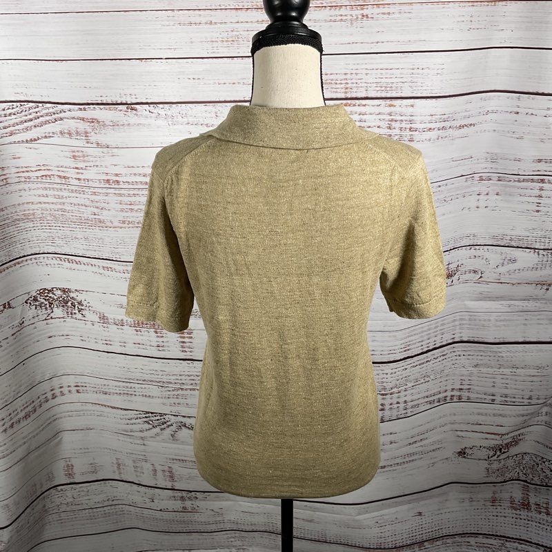 NWT Banana Republic Beige Open Wide Collar Polo Shirt - Size XS