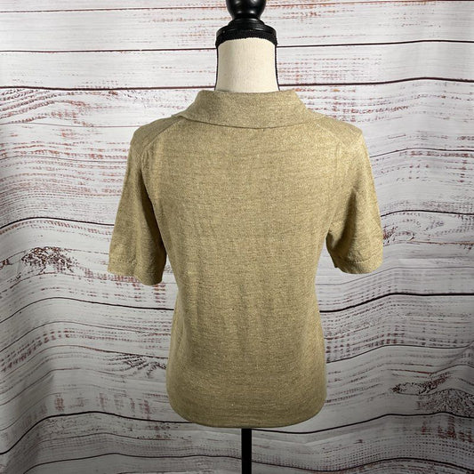 NWT Banana Republic Beige Open Wide Collar Polo Shirt - Size XS
