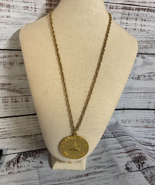 1973 Israel IX Maccabiah Gold Tone Vintage Necklace