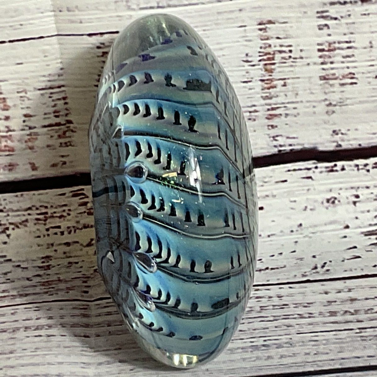 VTG. 1991 ROBERT EICKHOLT Disk Dichroic Iridescent Paperweight- 4.25"