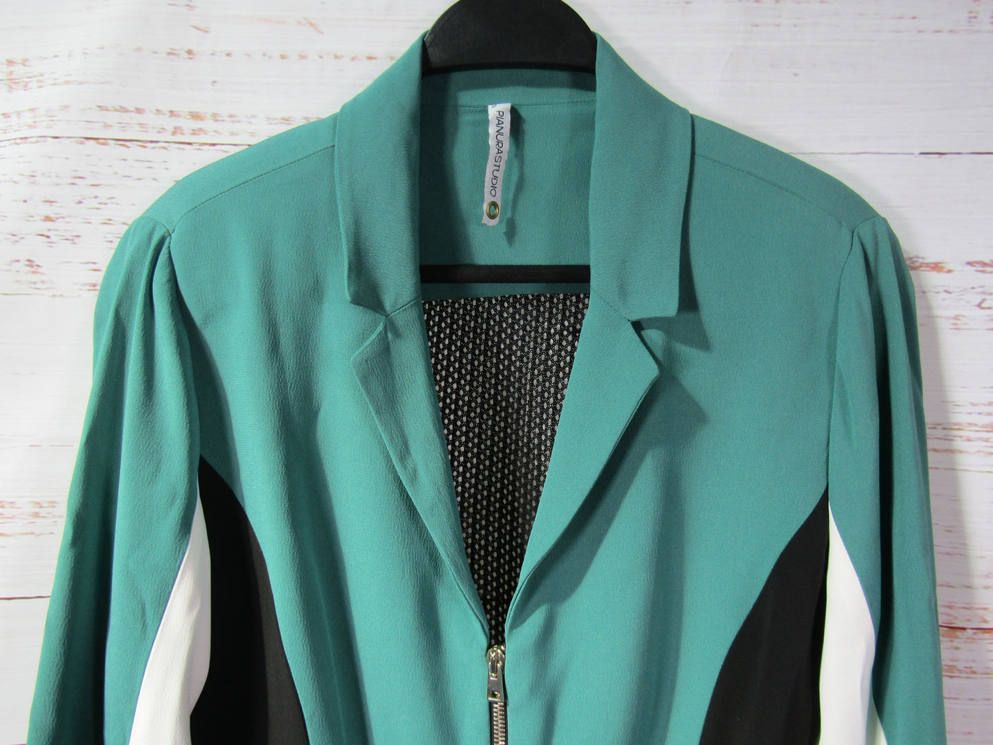 Pianurastudio Women's Green Zip Blazer Jacket Size 48